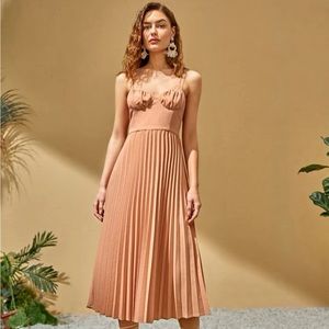 Peach accordion midi dress